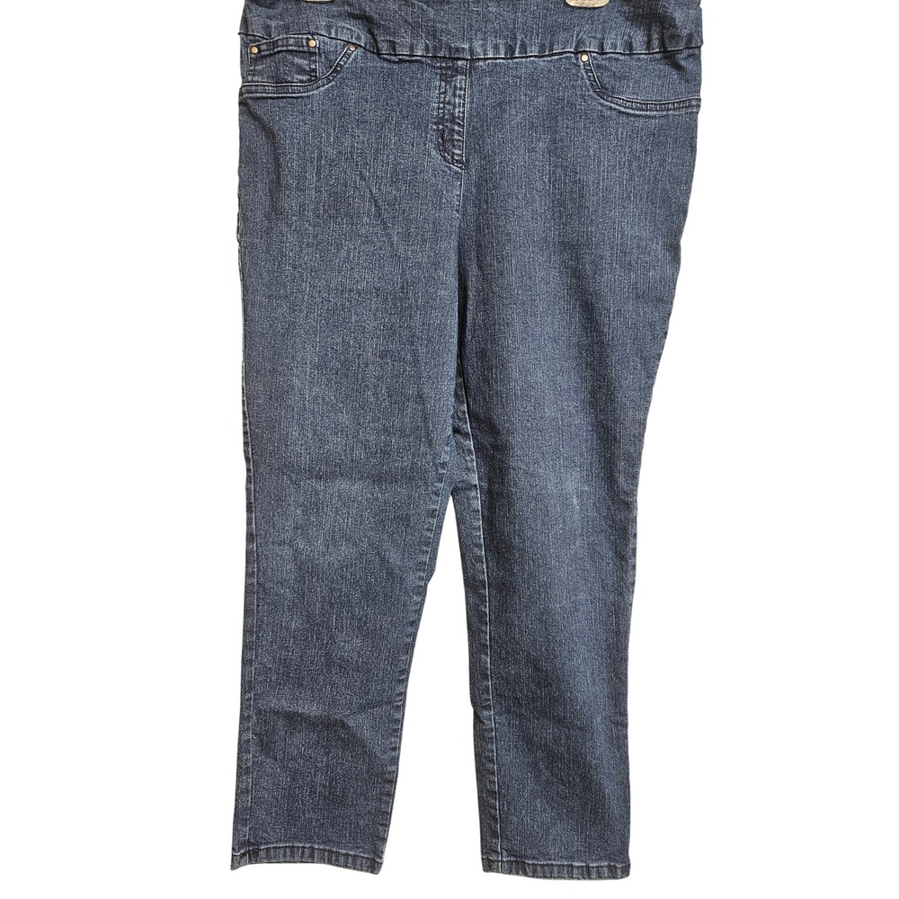 Ruby Rd Petite 16P Dark Wash Pull On Stretch Denim Straight Leg Jeans 99903